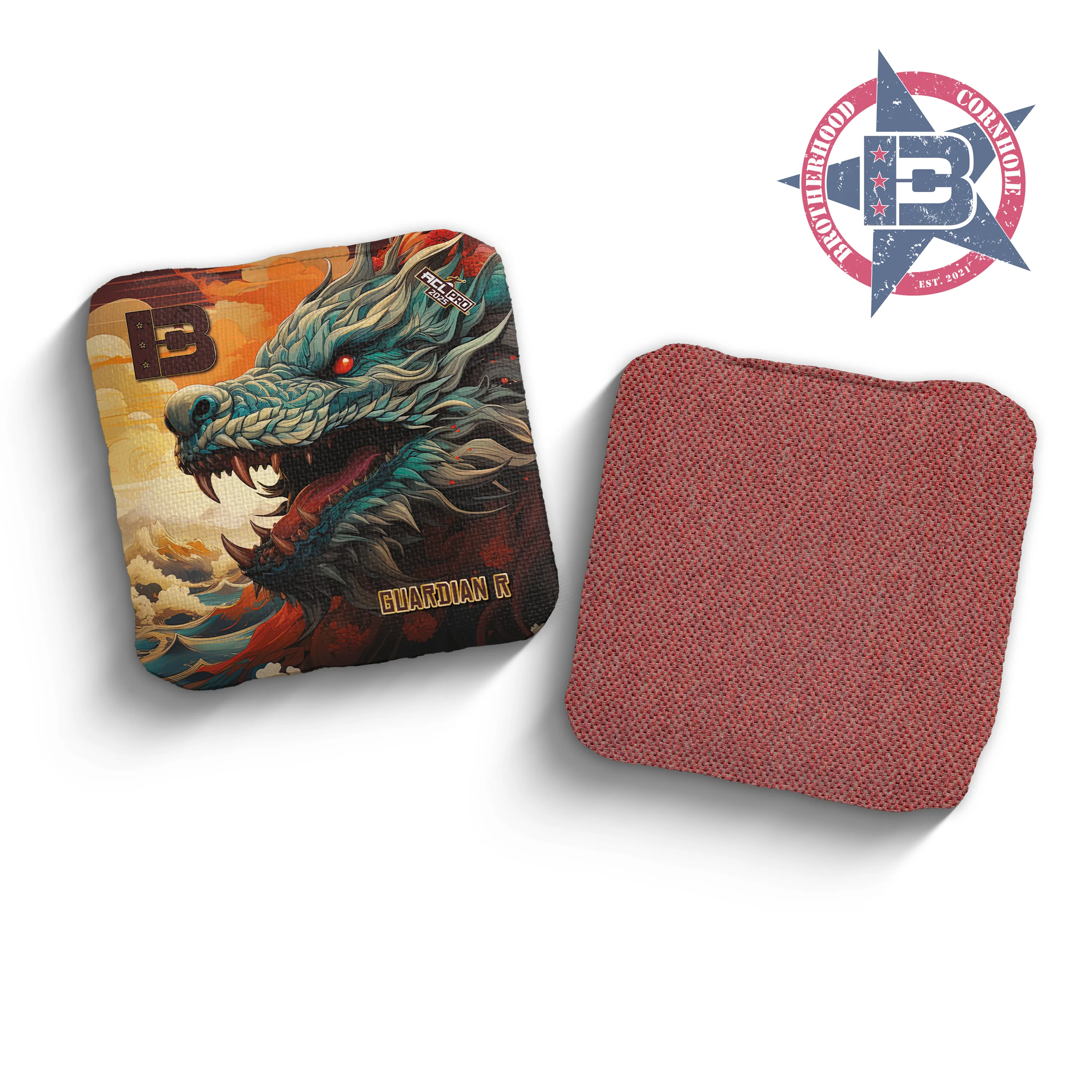 2025 Brotherhood Cornhole Guardian Blue Dragon Edition ACL Pro Stamped Cornhole Bags