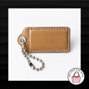 2.5" Large COACH TAN PATENT LEATHER KEY FOB BAG CHARM KEYCHAIN HANGTAG TAG