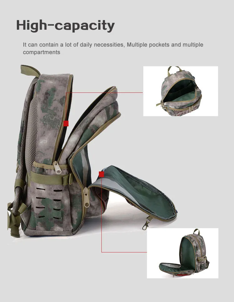 30L 900D Nylon Waterproof  Military Laser Cut Molle Backpack with USB Charging