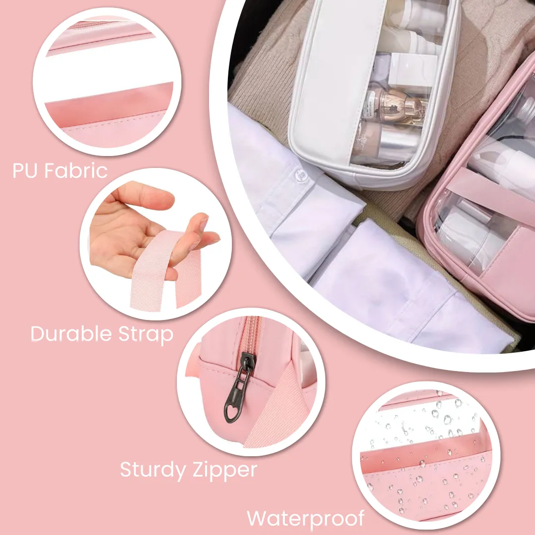 3pc Waterproof Translucent Toiletry Bag