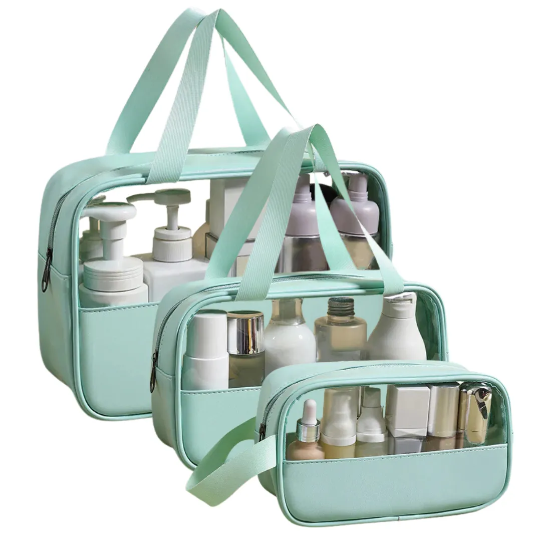 3pc Waterproof Translucent Toiletry Bag