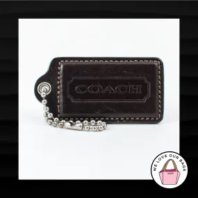 3" Large COACH DARK BROWN LEATHER KEY FOB BAG CHARM KEYCHAIN HANGTAG TAG