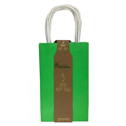 5pk Green Paper Party Gift Bags