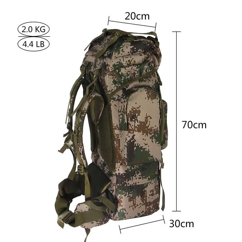 65L camouflage large capacity mountaineering backpack tactical camping backpack Oxford backpack