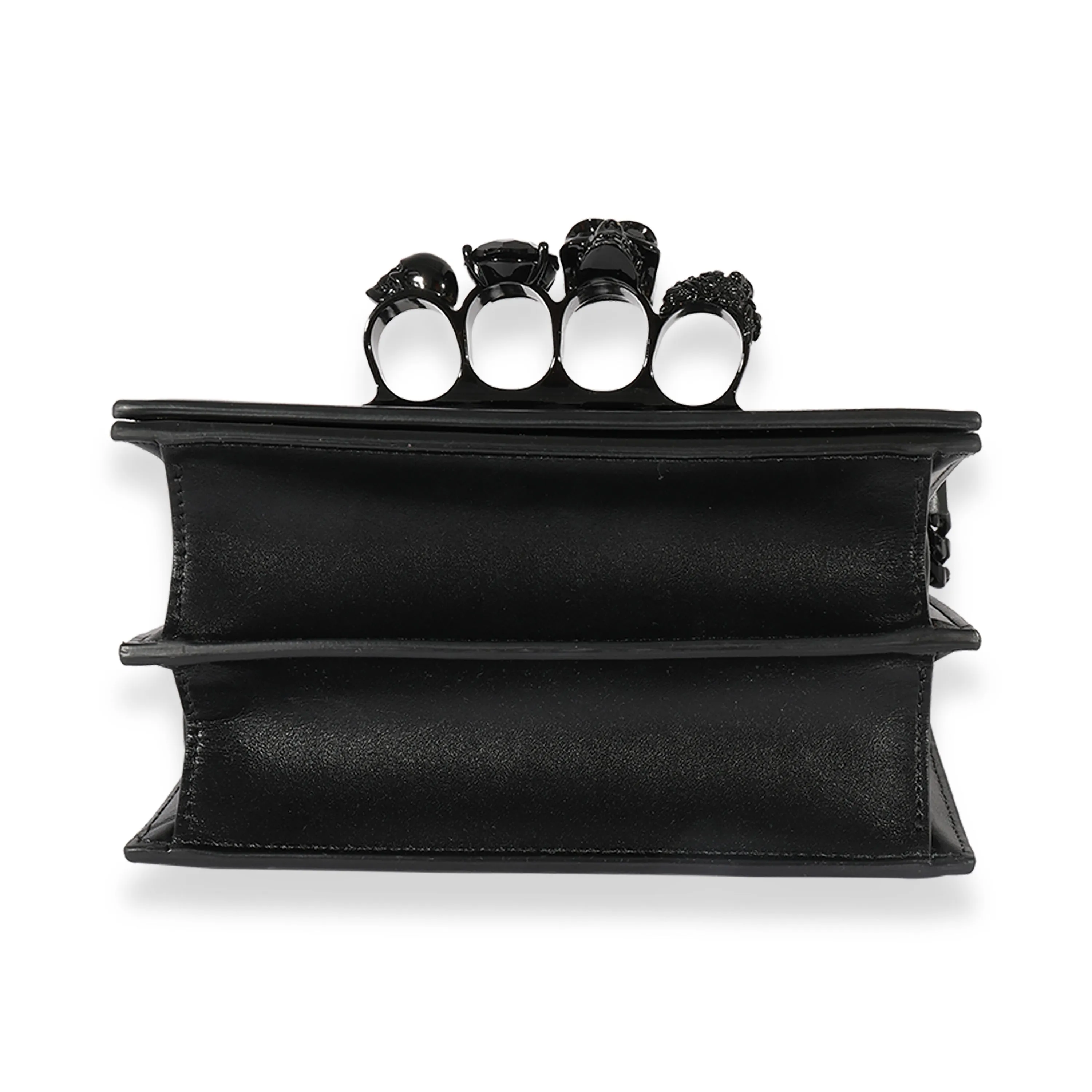 Alexander Mcqueen Black Leather Knuckle Flap Chain Bag