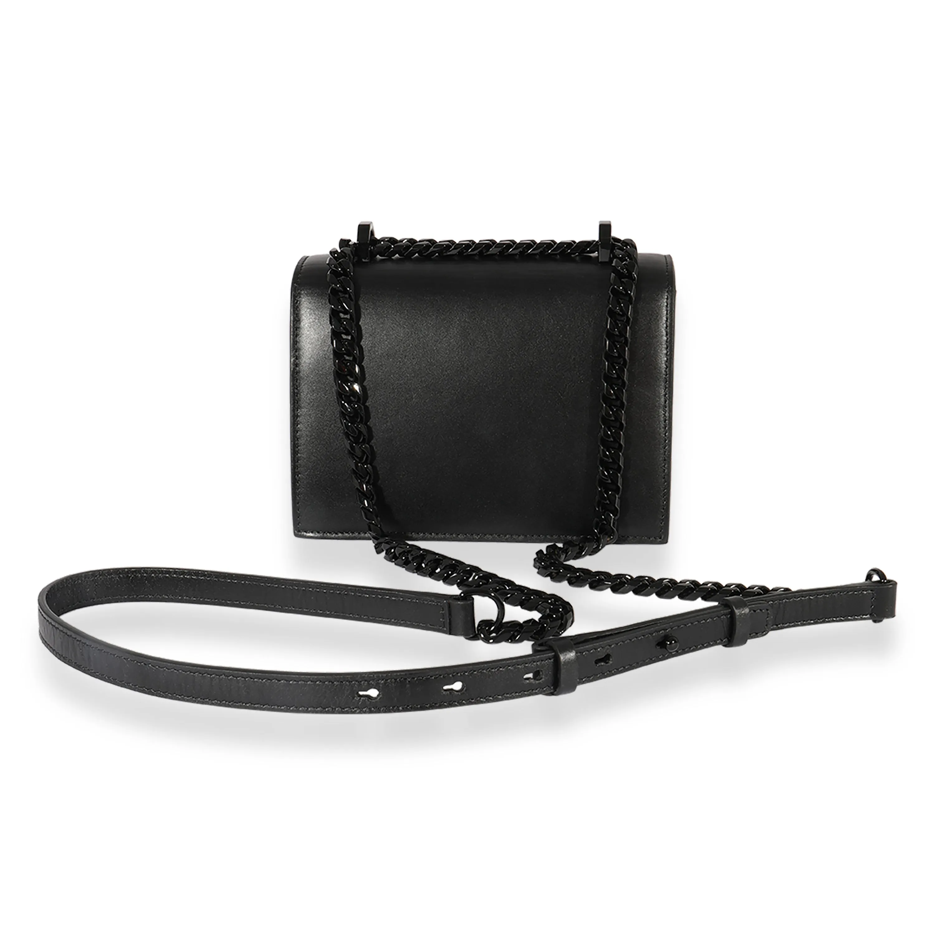 Alexander Mcqueen Black Leather Knuckle Flap Chain Bag