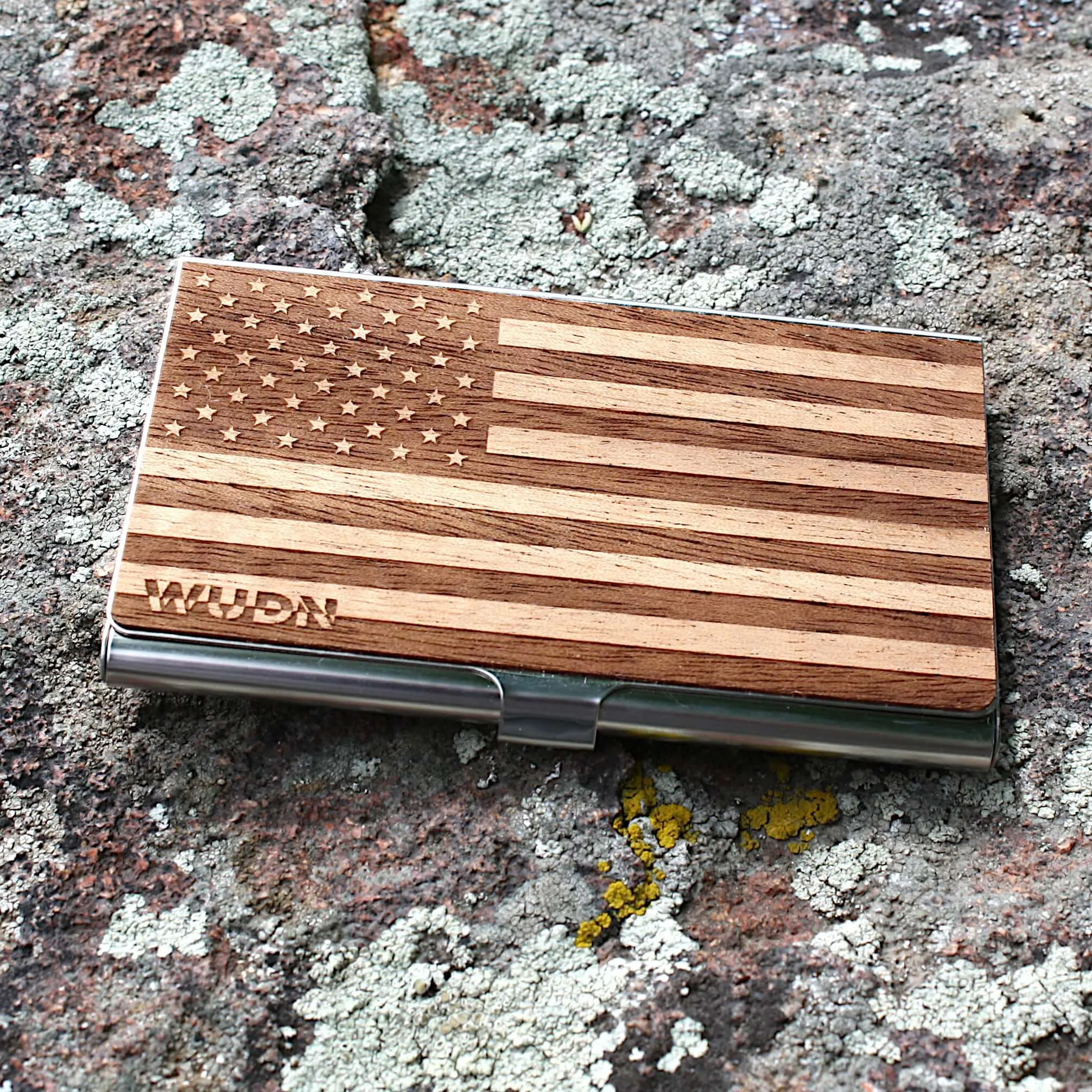 American Flag Wooden Business Card Holder