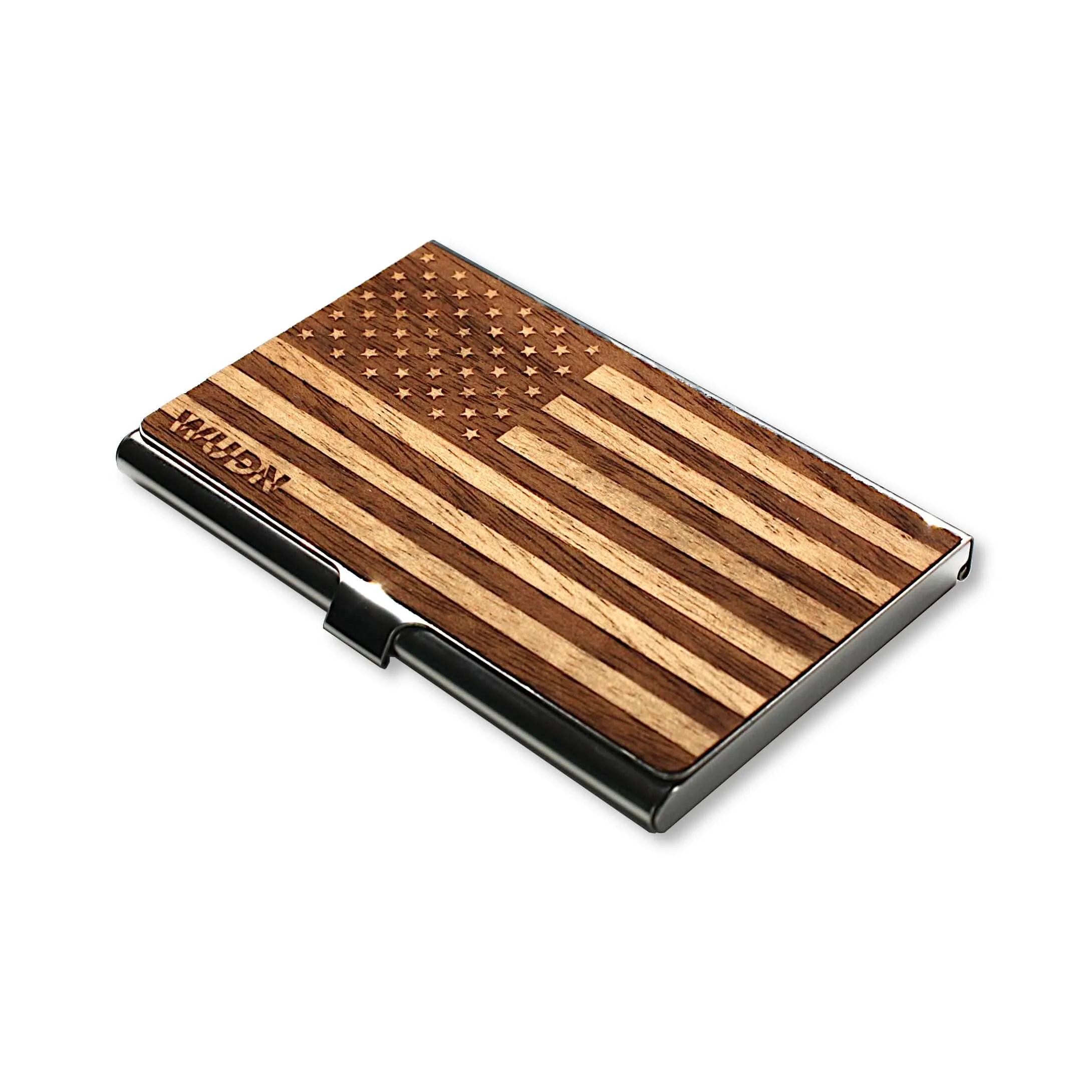 American Flag Wooden Business Card Holder