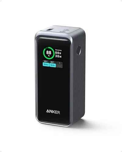 Anker Prime Power Bank, 20,000mAh Portable Charger with 200W Output, Smart Digital Display, 2 USB-C and 1 USB-A Port Compatible with iPhone 15/14/13 Series, Samsung, MacBook, Dell, and More