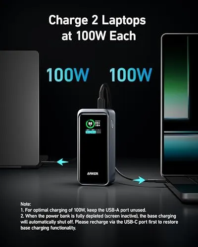 Anker Prime Power Bank, 20,000mAh Portable Charger with 200W Output, Smart Digital Display, 2 USB-C and 1 USB-A Port Compatible with iPhone 15/14/13 Series, Samsung, MacBook, Dell, and More