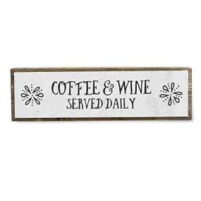 ANVEVO Coffee and Wine Served Daily - Handmade Metal Wood Coffee Sign – Cute Rustic Wall Decor Art - Farmhouse Decorations – Coffee Signs for Home Decor