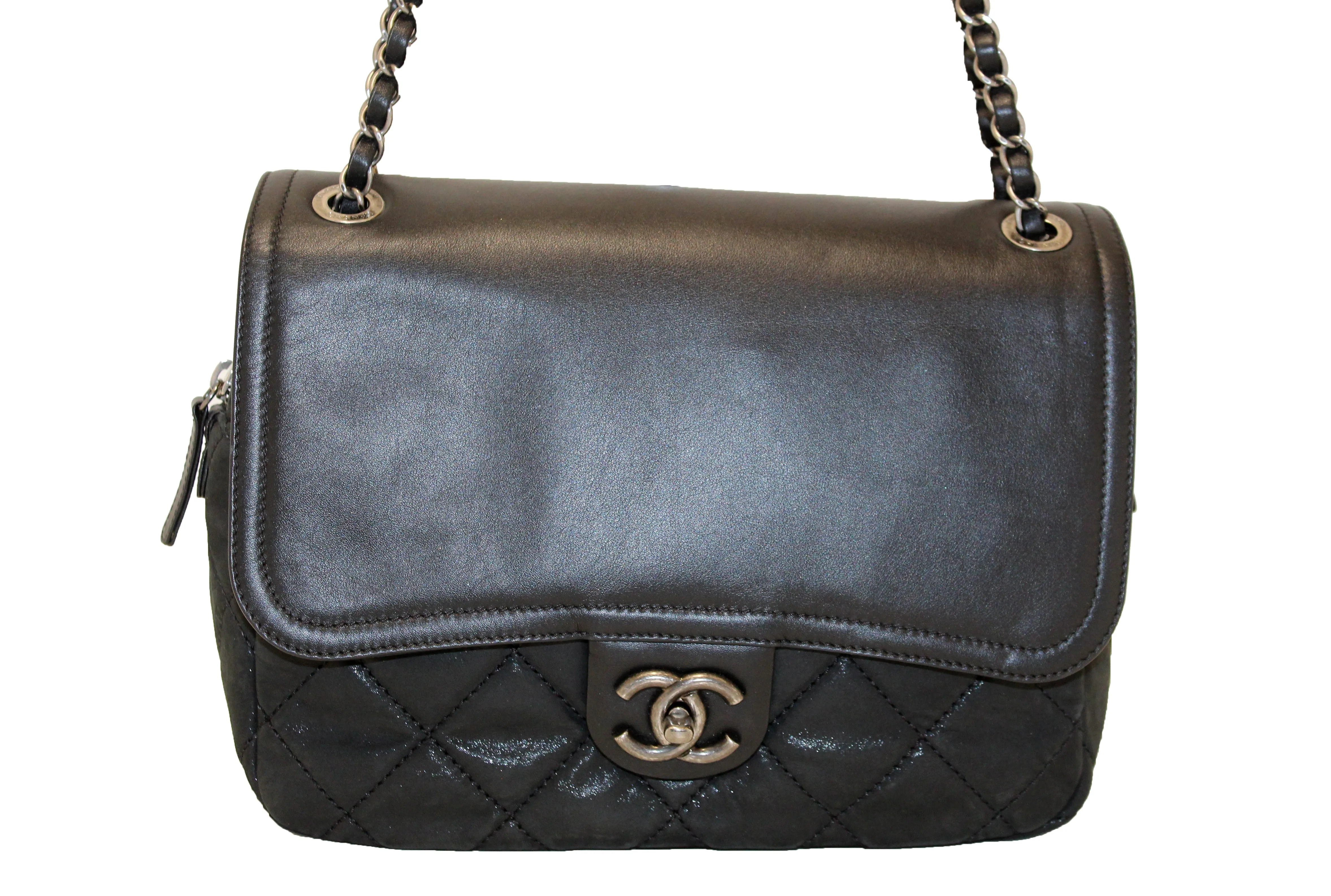 Authentic Chanel Black Irridescent Calfskin In The Mix Shoulder Crossbody bag