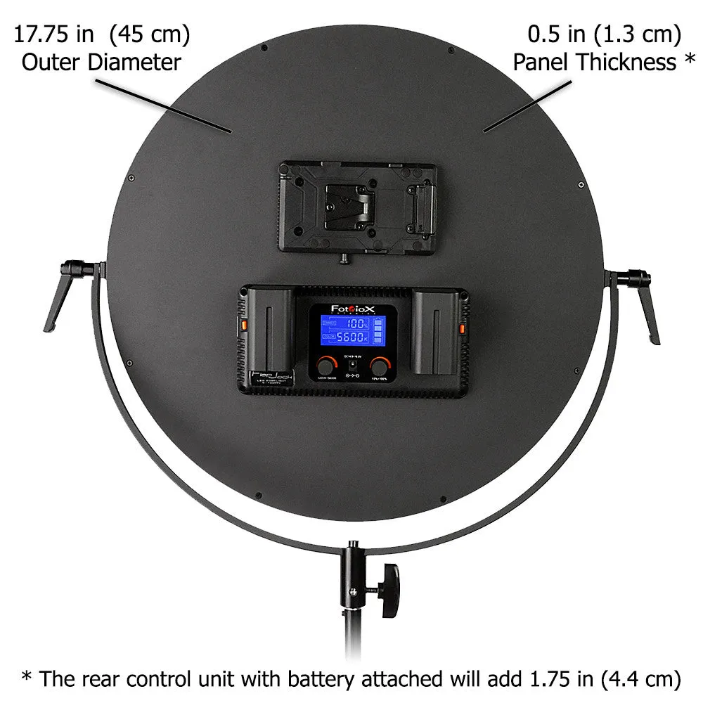 Award Winning Fotodiox Pro FlapJack Studio LED C-700RSV Bicolor Edge Light - 18in Round Ultra-thin, Ultrabright, Dual Color LED Photo/Video Light Kit