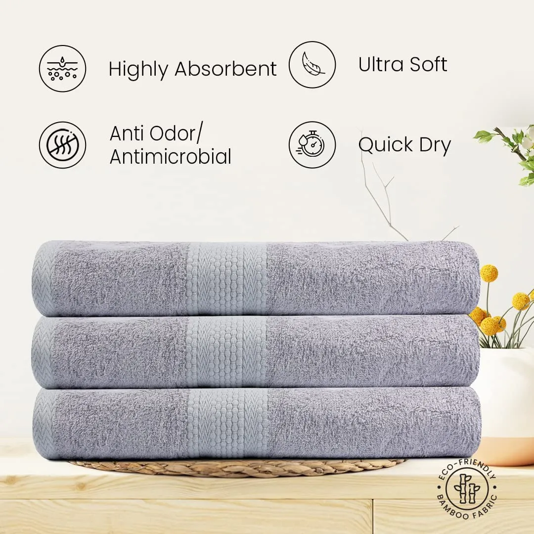 BePlush Bamboo Towels for Bath | Ultra Soft, Highly Absorbent, Quick Dry, Anti Bacterial Bamboo Bath Towel for Men & Women || 450 GSM, 27 x 55 Inches (1, Grey)