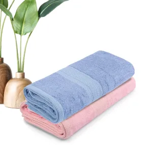 BePlush Bamboo Towels for Bath | Ultra Soft, Highly Absorbent, Quick Dry, Anti Bacterial Bamboo Bath Towel for Men & Women || 450 GSM, 27 x 55 Inches (2, Pink & Sky Blue)