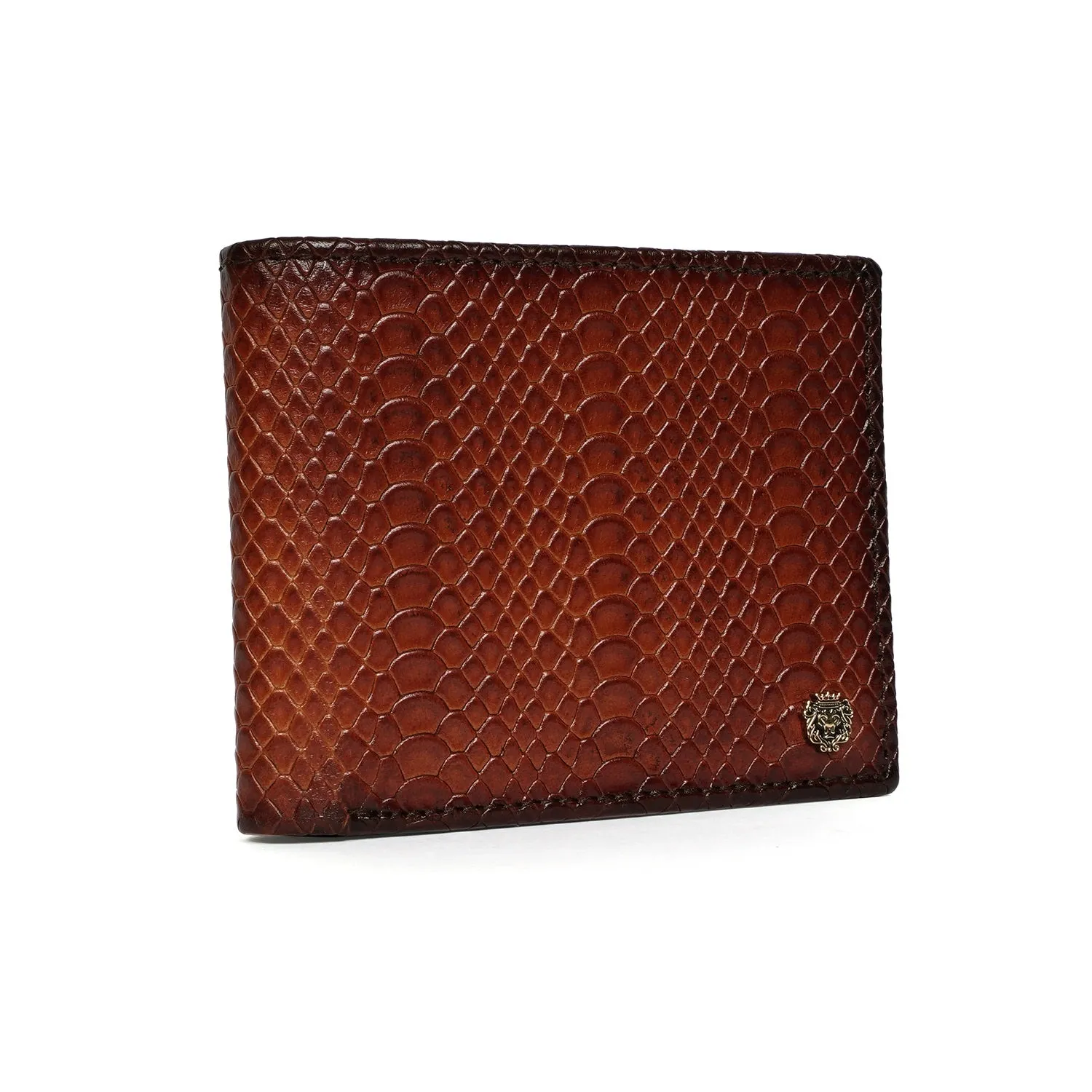 Bi-Fold Snake Skin Textured Tan Wallet