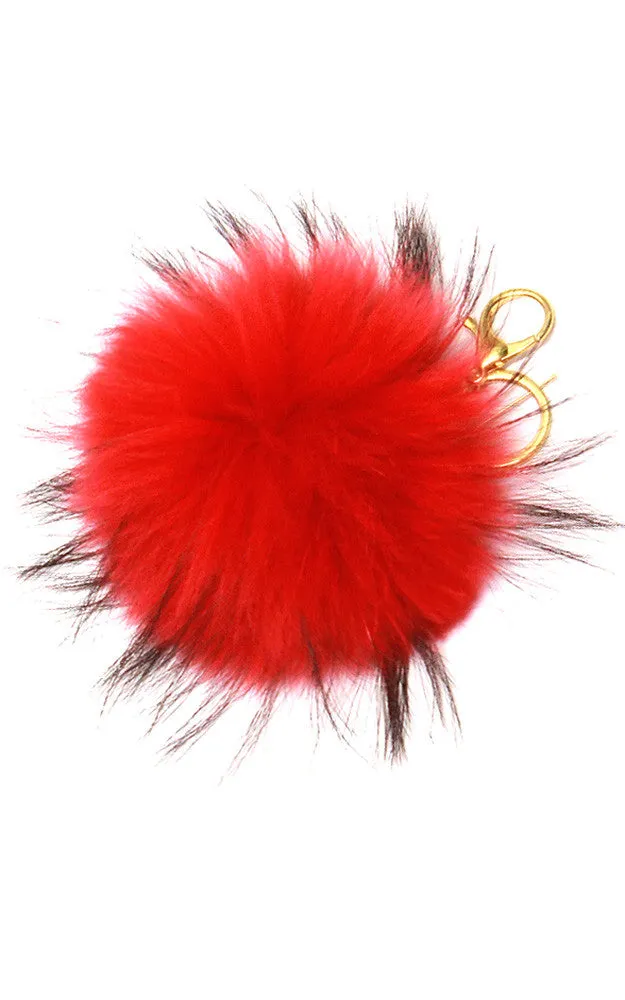 BL0526 Red Bold Pom Pom Fur Ball Key Chain