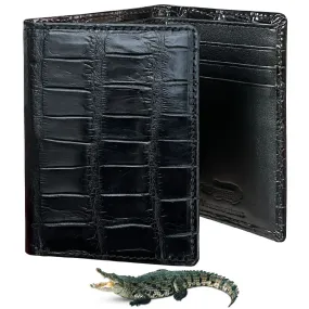 Black Alligator Leather Trifold Wallet RFID Blocking | TRI11