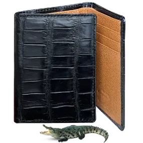 Black Alligator Leather Trifold Wallet RFID Blocking | TRI16