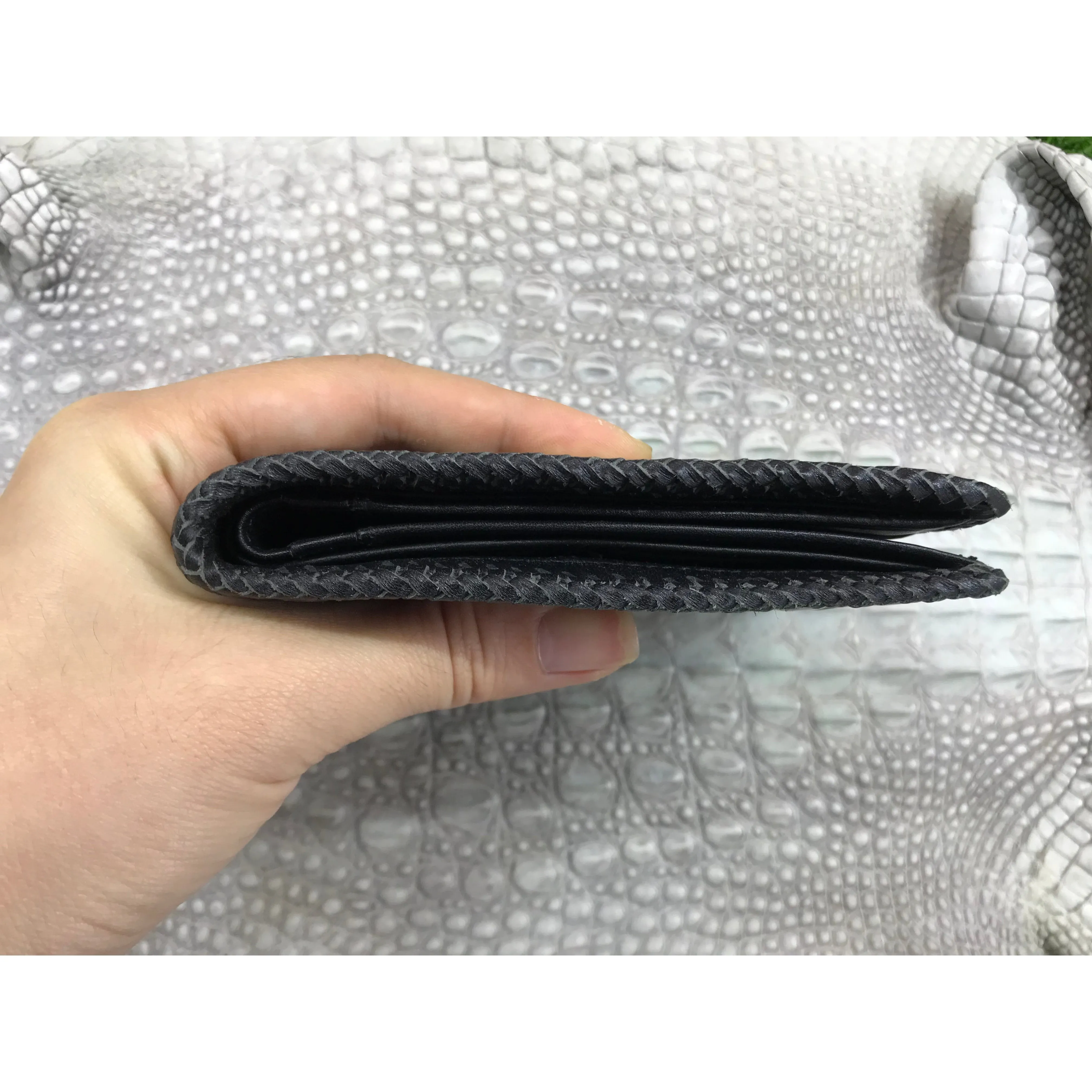 Black Alligator Skin Bifold Wallet For Men | Handmade Crocodile Leather Wallet RFID Blocking | VL5663