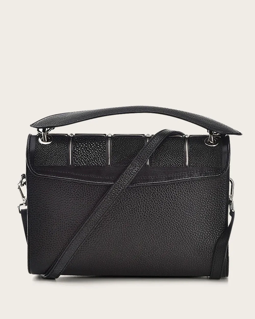 Black flap handbag