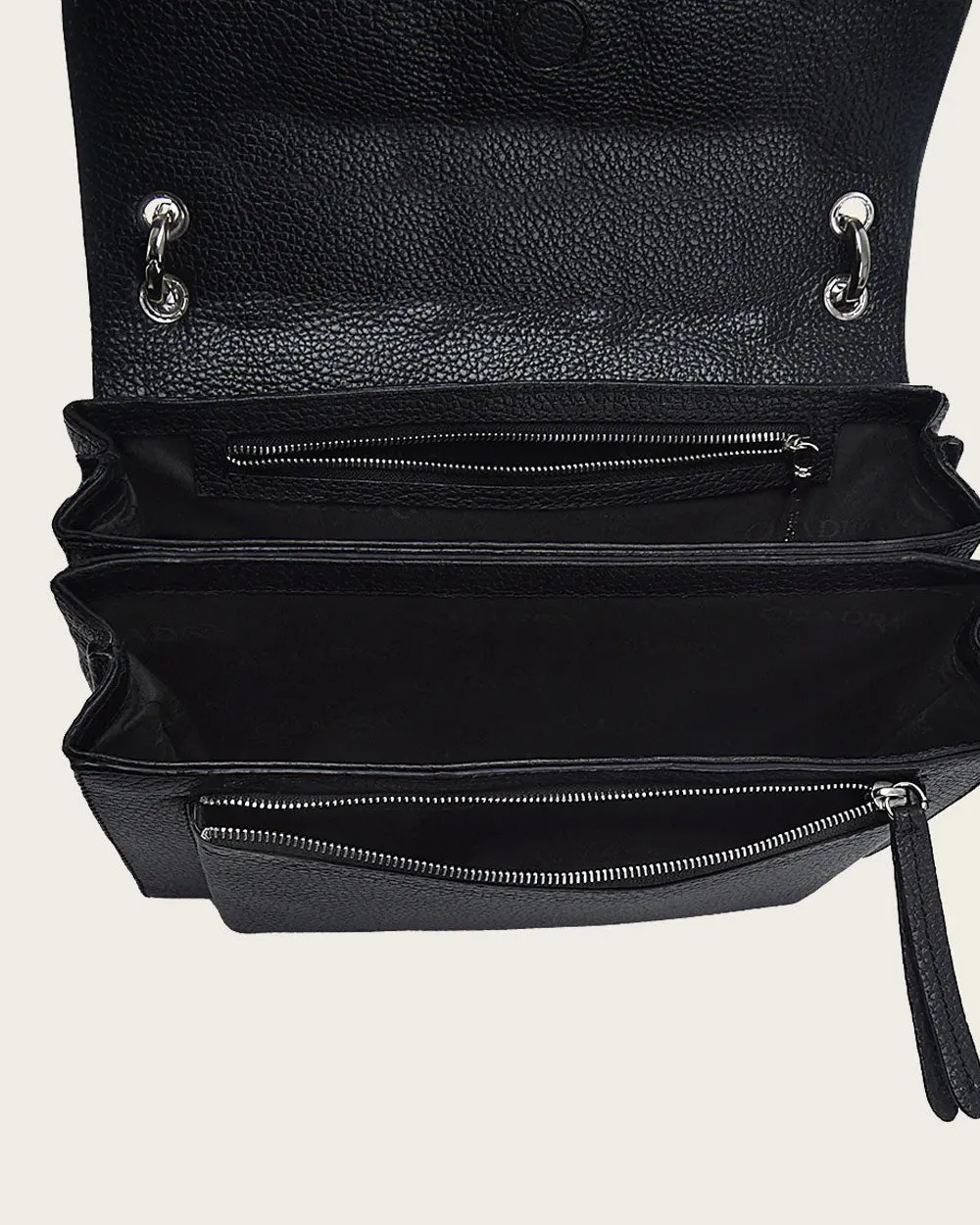 Black flap handbag