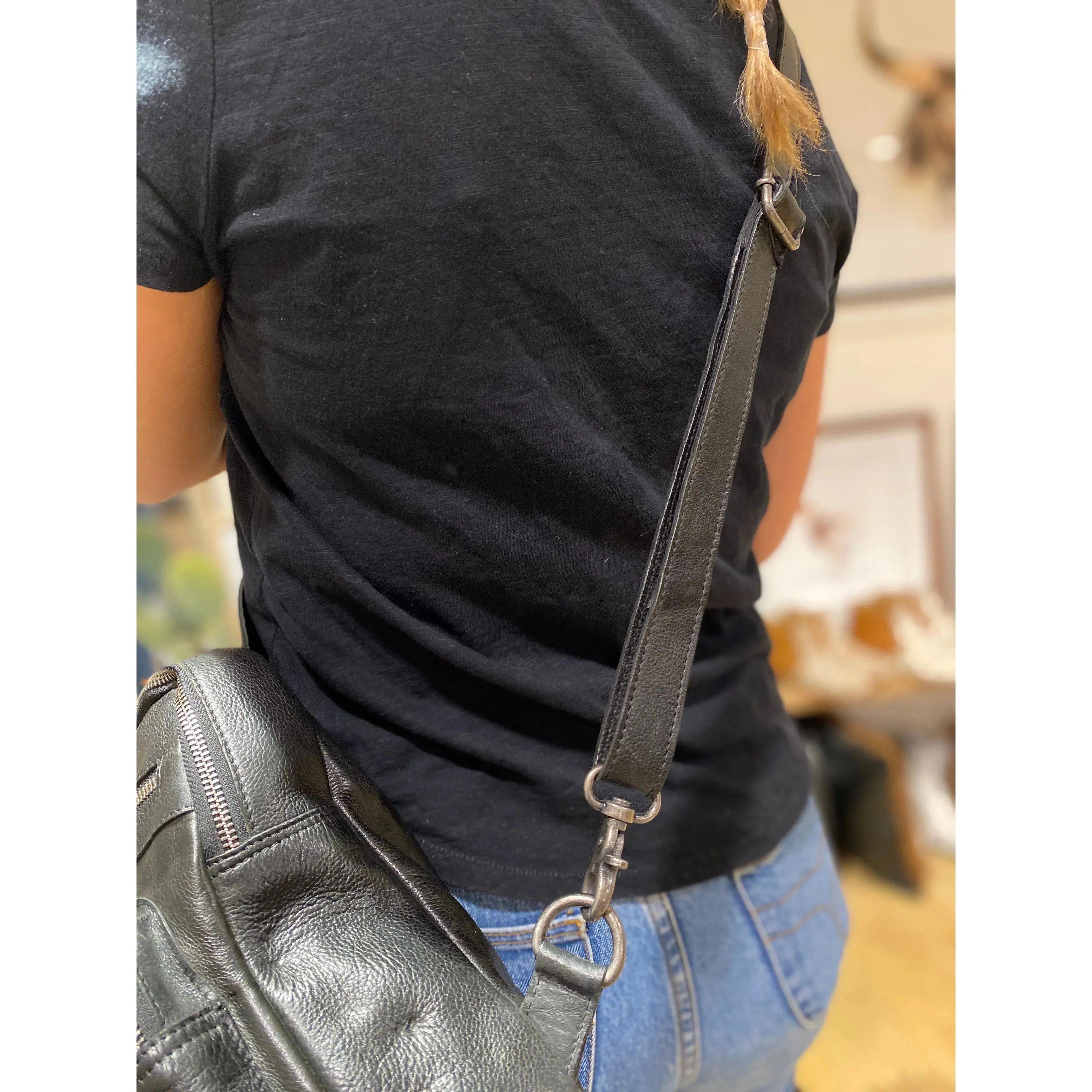 Black Leather sling Bag #bls