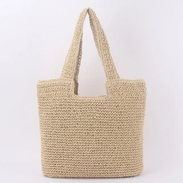 Boho Woven Beach Tote Bag