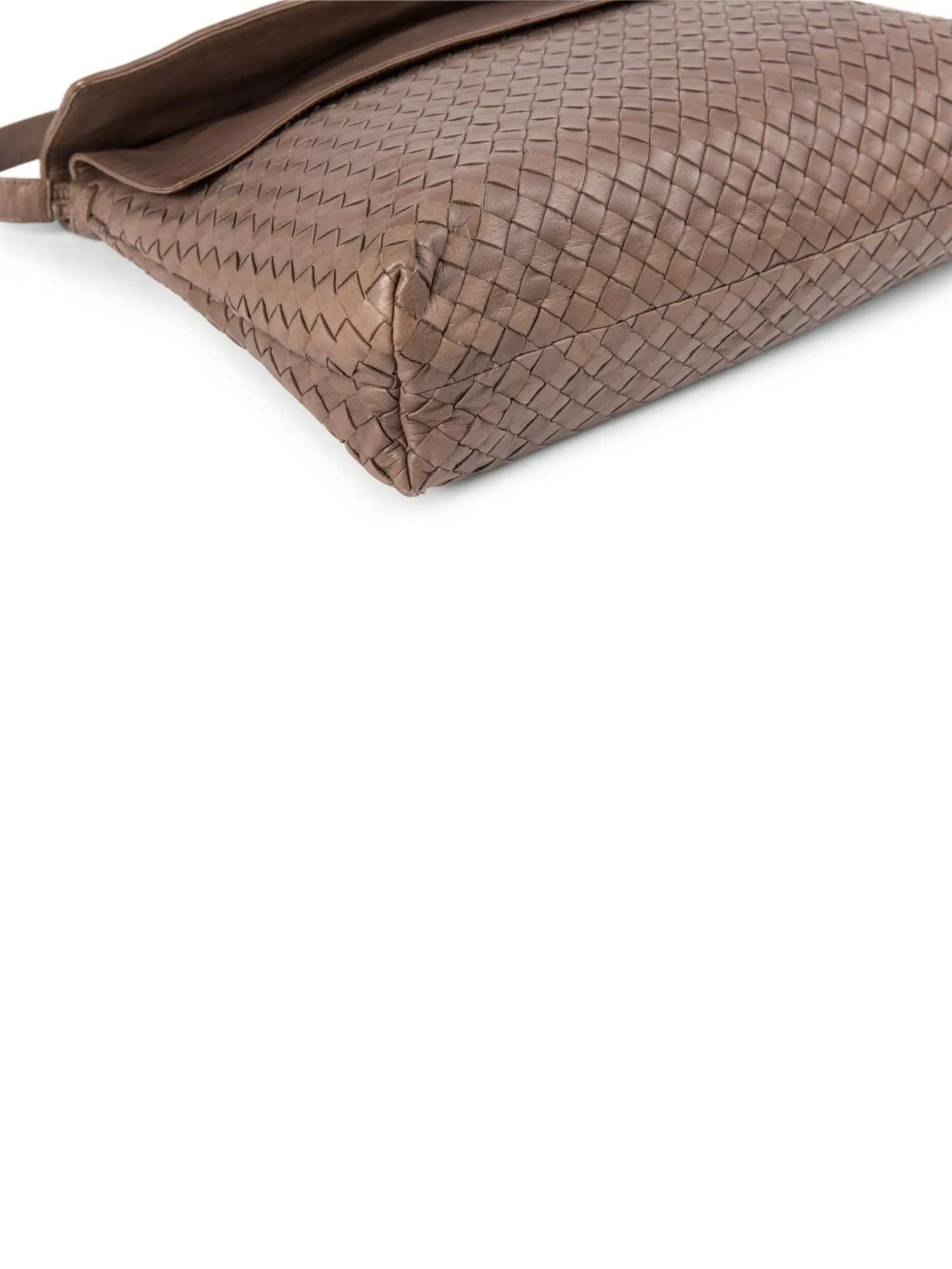 Bottega Veneta Intrecciato Flap Messenger Bag Taupe