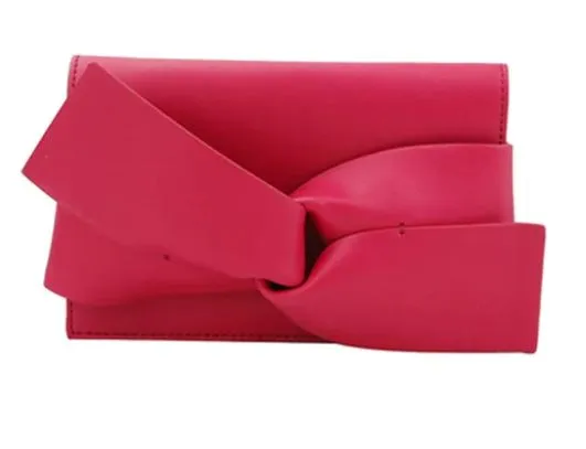 Bow Accent Clutch / Crossbody Bag - Fuchsia - Last One