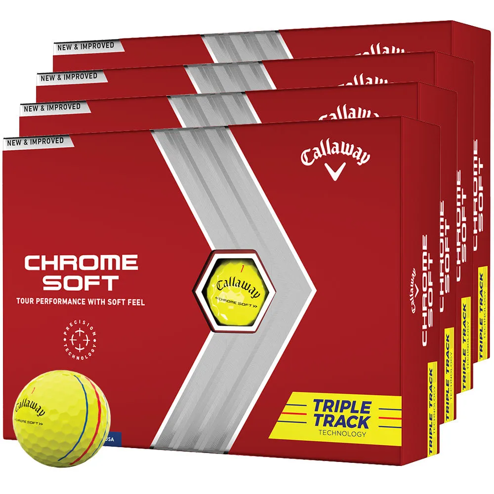 Callaway Chrome Soft Triple Track Golf Balls - Yellow - 4 for 3 (48 Pack)