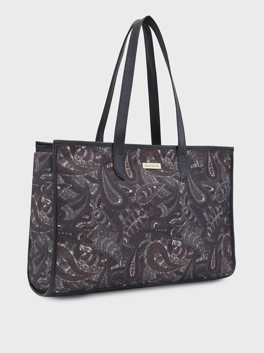 Caprese Kaya Tote Large Printed Womens Handbag Black