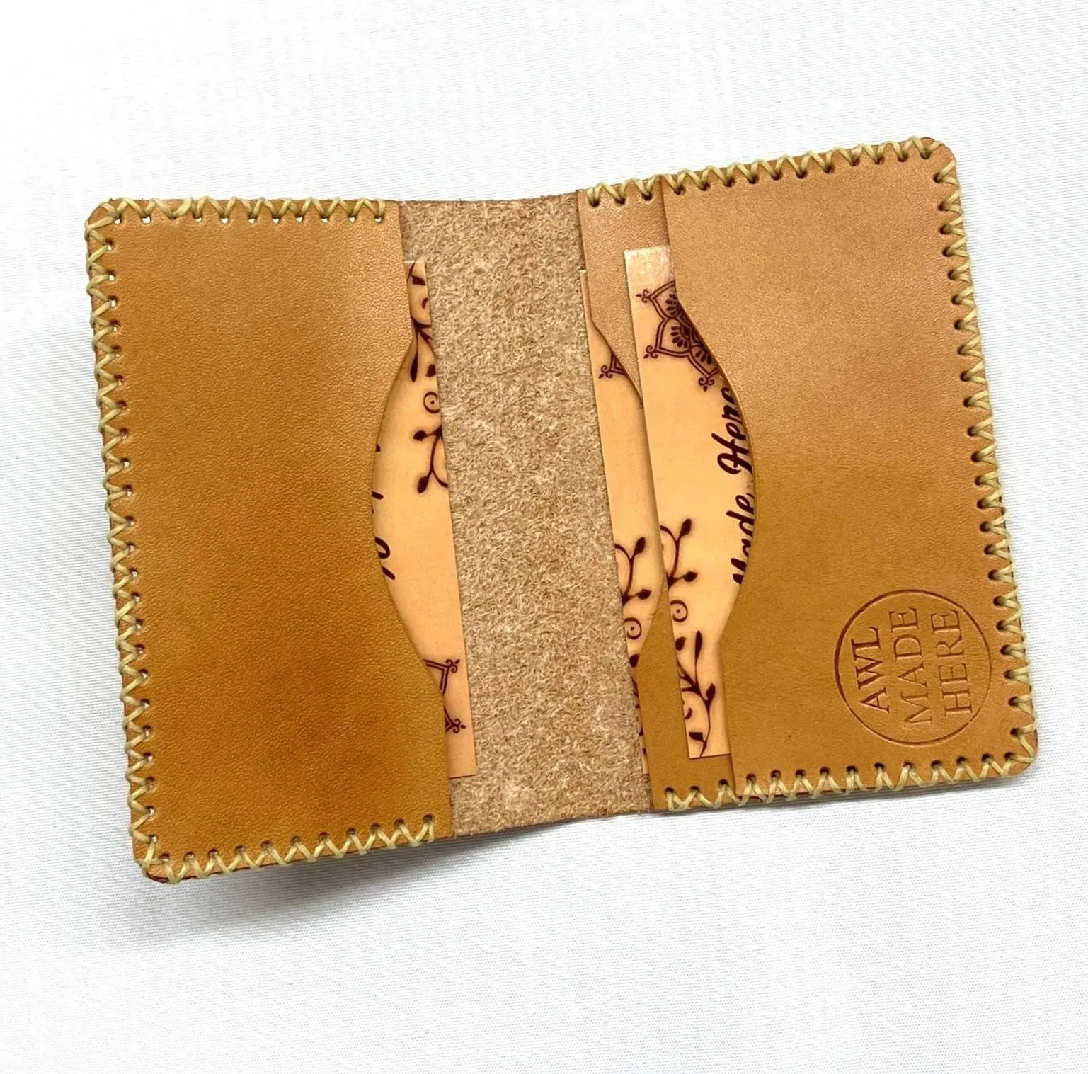 Card Case, Three Pockets. Black or Natural tan