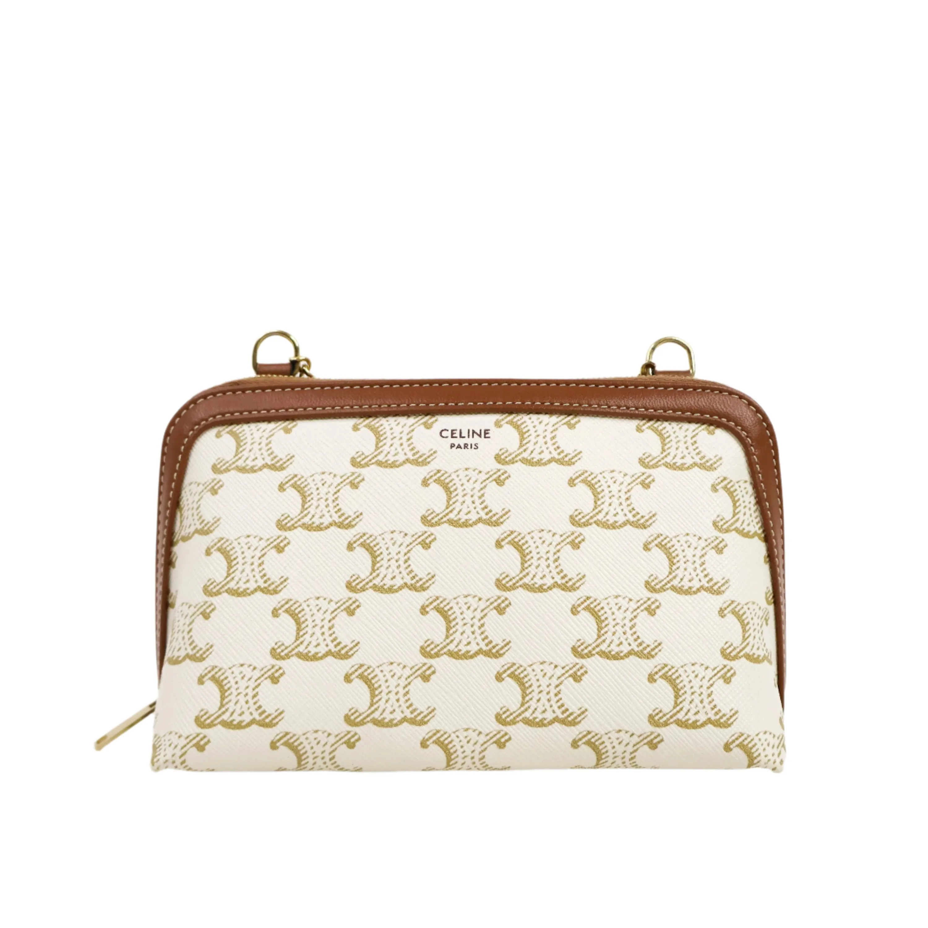 Celine Clutch On Chain White/Tan