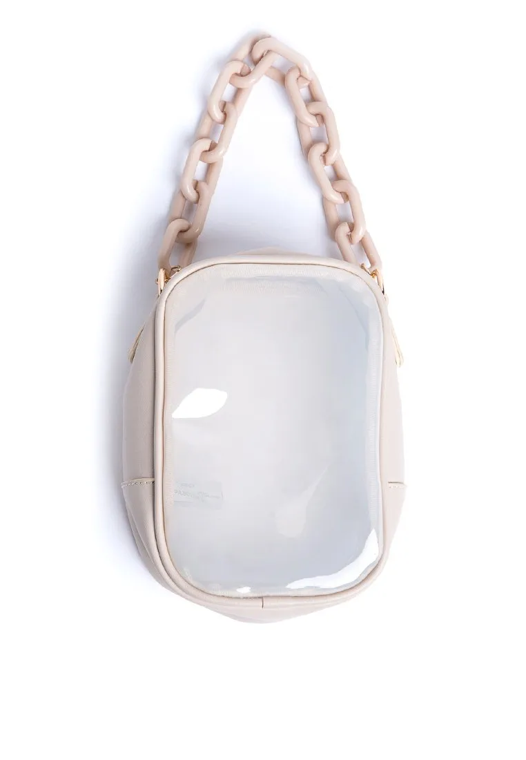 Chain Transparent Handbag - Cream