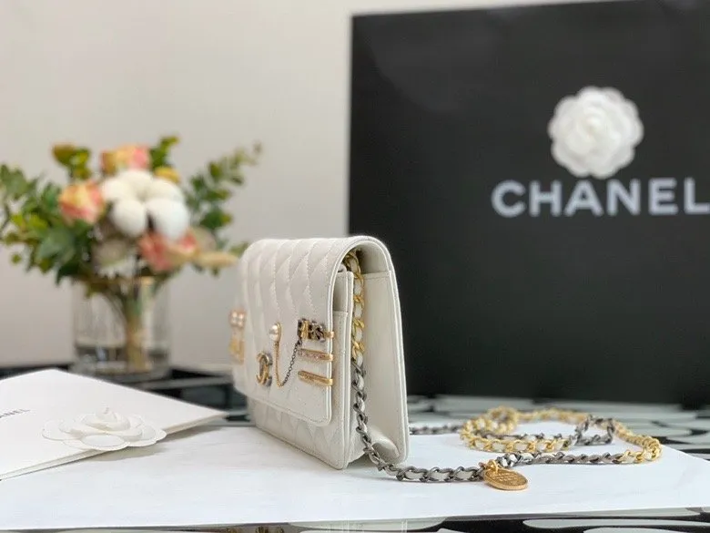 CHLFlap Bag White For Women 7.4in/19cm