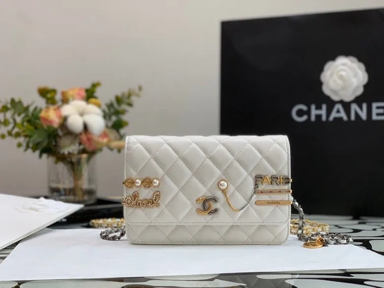 CHLFlap Bag White For Women 7.4in/19cm