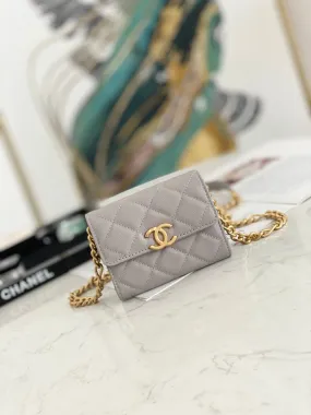 CHLMini Flap Bag Gold Toned Hardware Grey For Women 4.7in/12cm