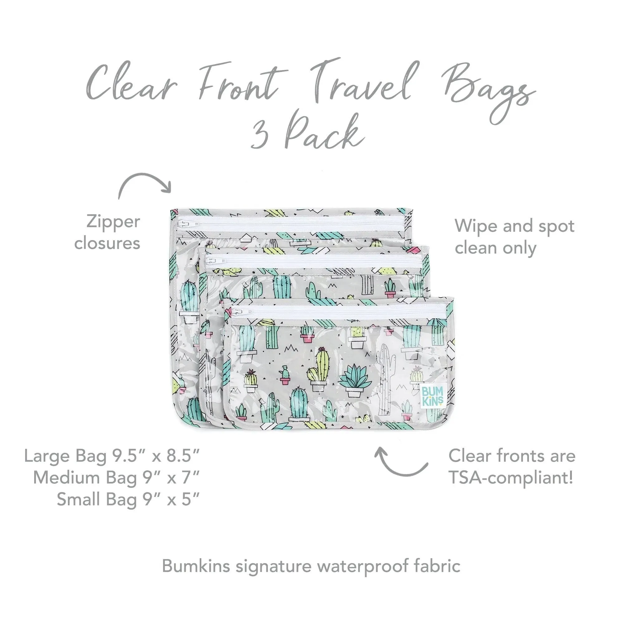 Clear Travel Bag 3-Pack: Cacti