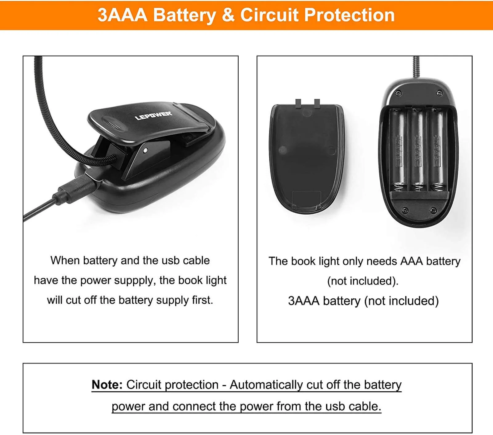 Clip-on Book Light Eye-Caring Dimmable Battery Operated