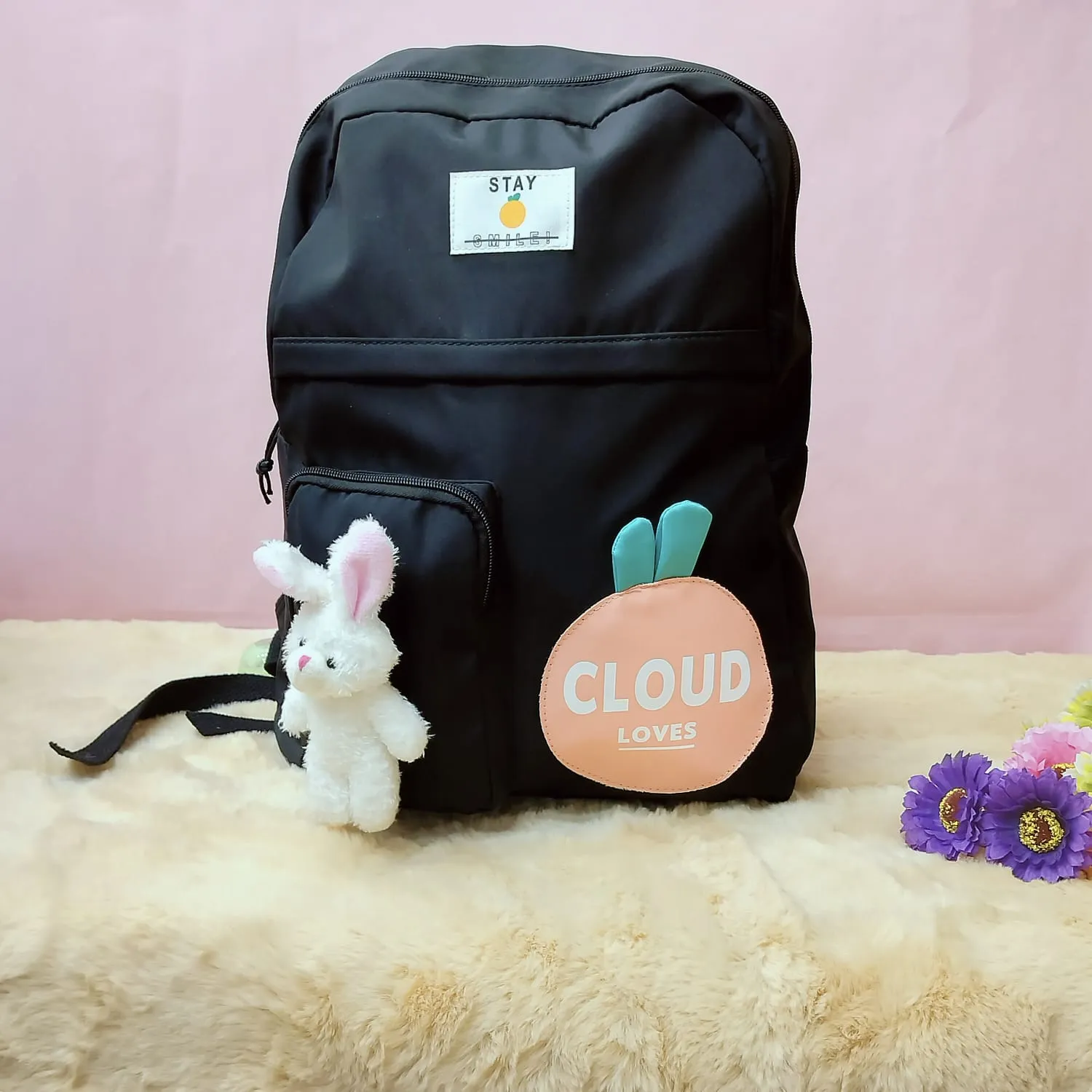 Cloud Love Printed With Mini  Bunny Fancy Backpack