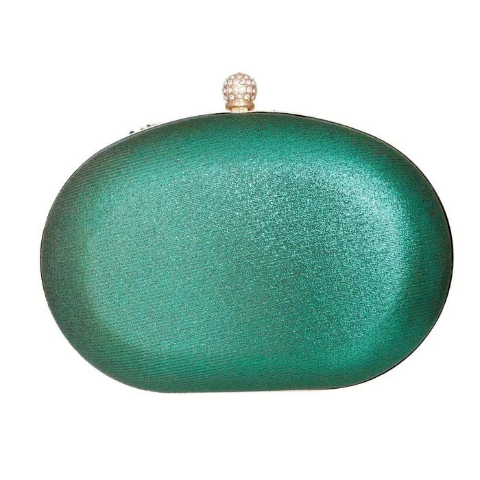 Clutch Green Crystal Hard Case Clutch for Women