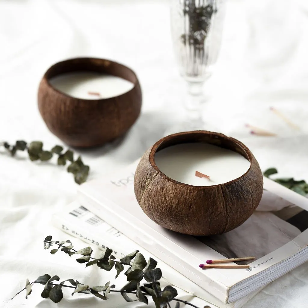 Coconut Shell Soy Wax Candles - Handmade Eco-Friendly & Vegan