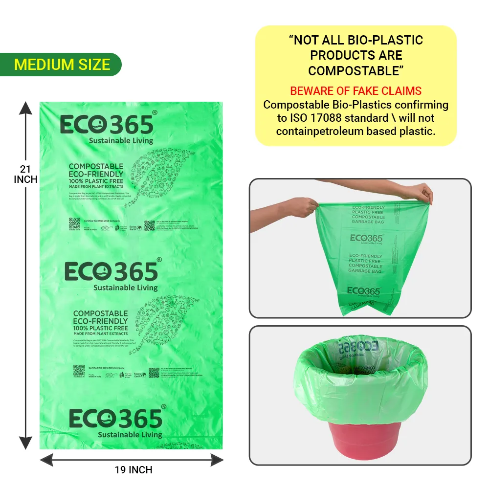 Compostable Garbage Bag, 19" x 21" - Medium Size Pack of 3 (30pcs in 1 Bundle)