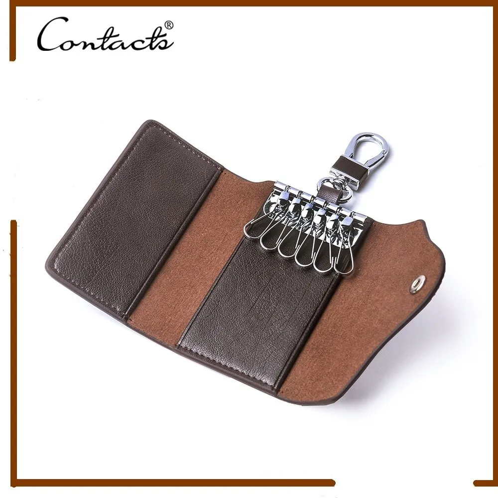 Contacts Genuine Leather Car Key Case Card ID Holder Wallet 1004H