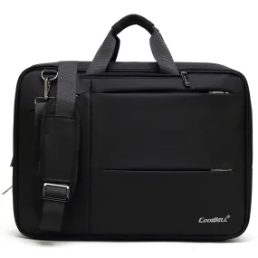 CoolBELL 2 in 1 Convertible Nylon Business Backpack for 17.3 inch laptop Messenger Bag (Black)