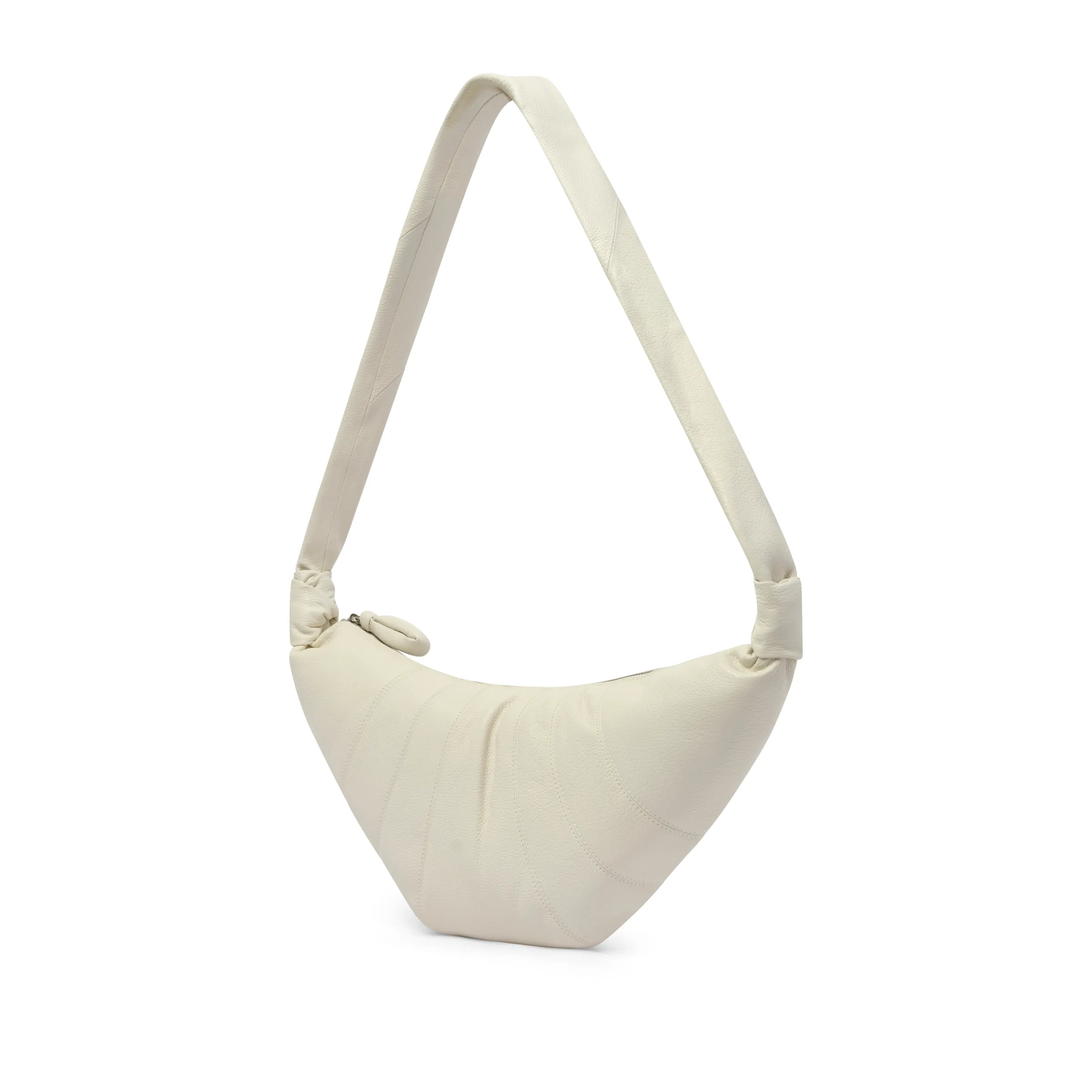 Cowhide Medium Croissant Bag in Chalk