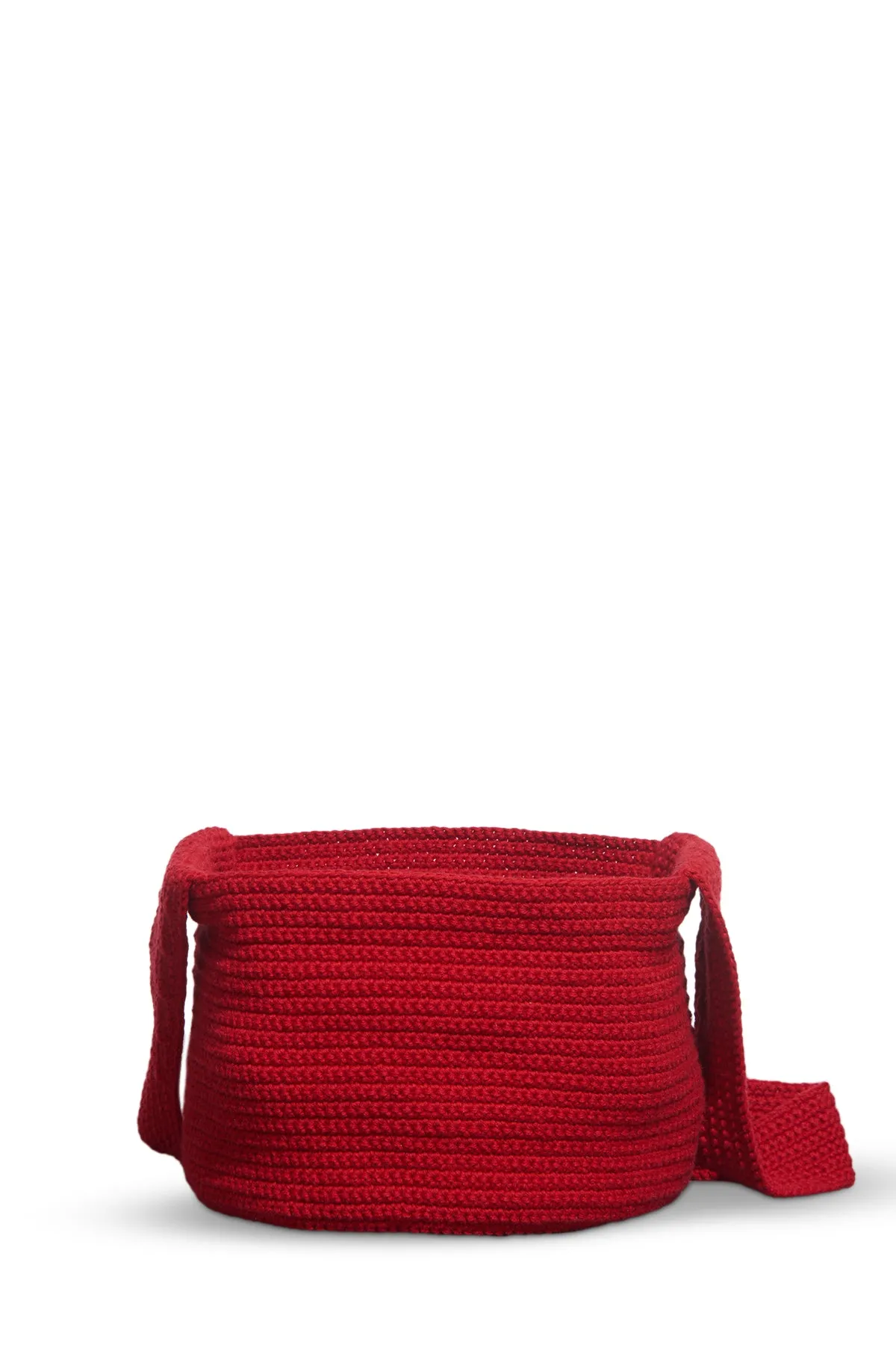 Crossover Knit Bag in Red Cashmere