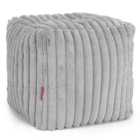 Cube Footstool Pouffe - Ultra Plush Cord Grey