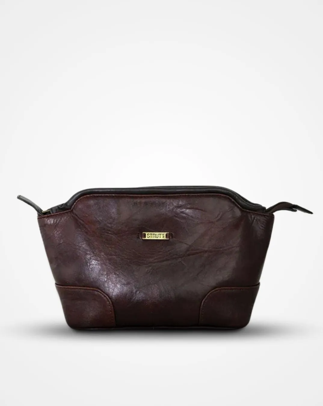 Dark Brown Leather Travel Toiletry Bag II DOPP Kit